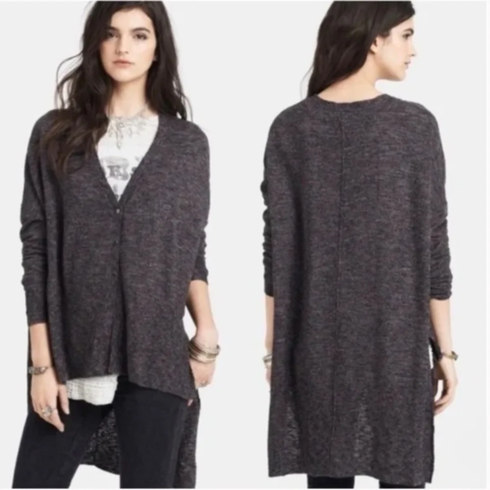 Free People Boho Cabin Core Lightweight High Low Multicolor Heather Cardigan